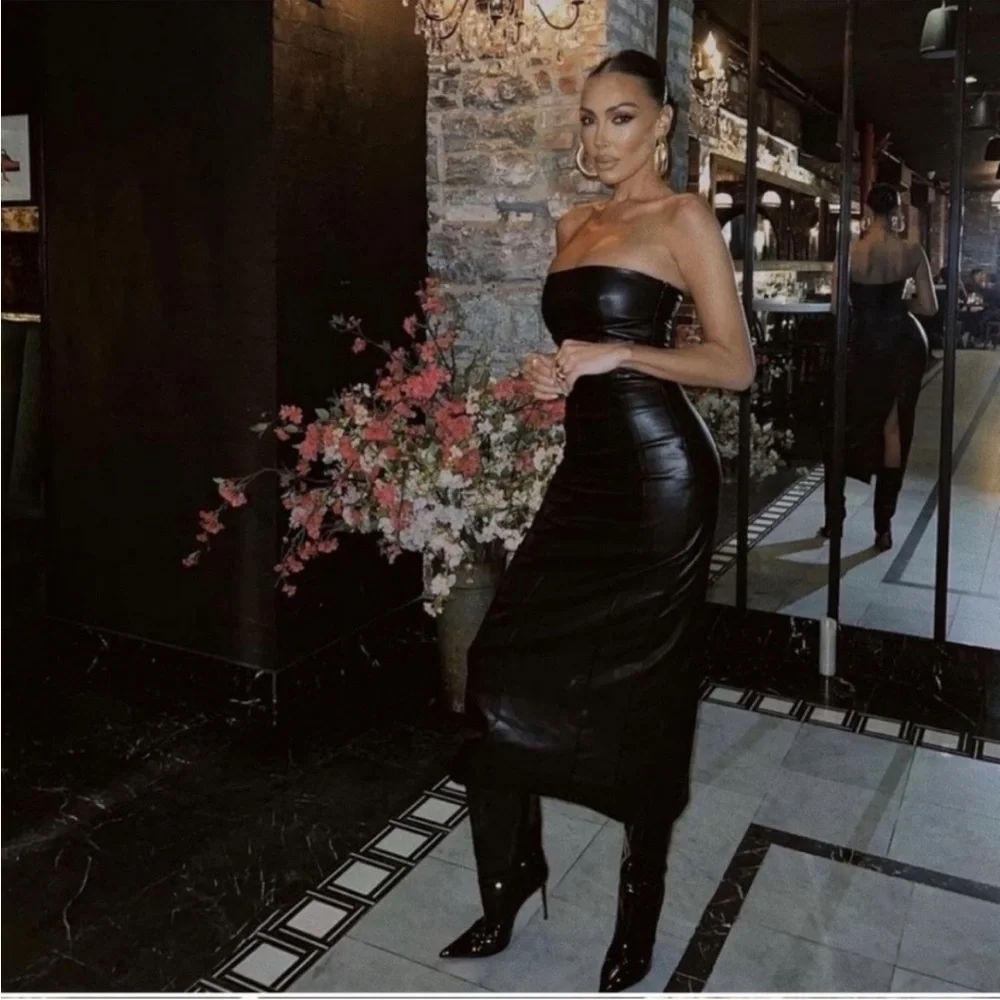 Zara faux leather midi dress - Picture 2 of 16